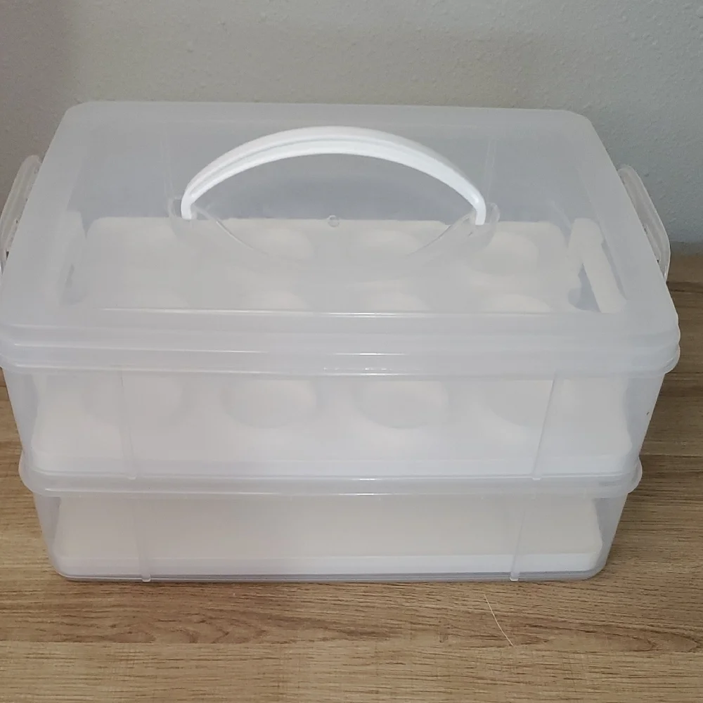 Clear Plastic 2-Tier Snapware Cupcake Cake Dessert Carrier Storage Container